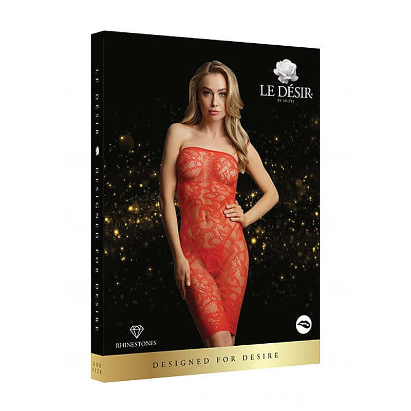 Le Desir Star Rhinestone Covered Lace Tube Dress - Body Stockings