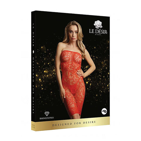 Le Desir Star Rhinestone Covered Lace Tube Dress - Body Stockings