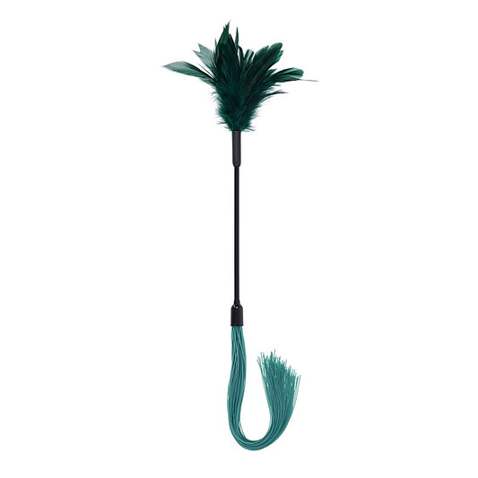 Sex & Mischief Indica Feather Tickler Whip Green - Whips And Crops