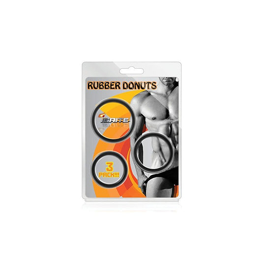 SI Novelties Rubber Donuts 3 Piece Cock Rings - Cock Ring Sets