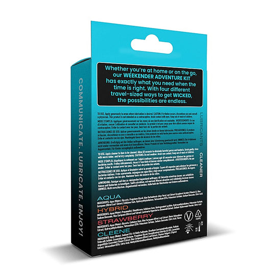 Wicked WEEKENDER ADVENTURE KIT 4 Pack Mixed Lubricants 30ml - Water Based Lubes