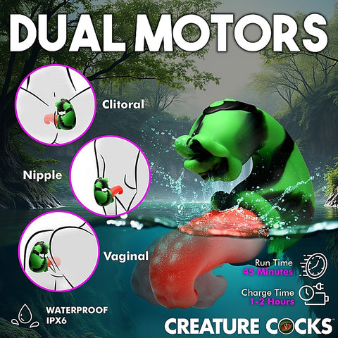 XR Brands Creature Cocks Tongue Lasher Silicone Vibrator - Clit Ticklers and Pulsators