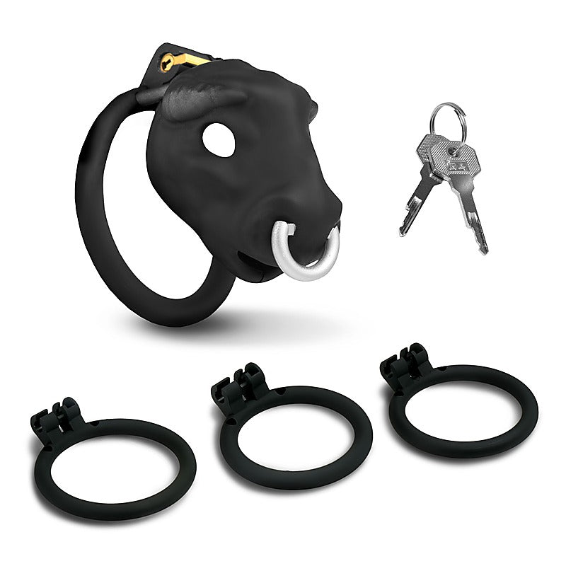XR Brands Master Series Bull Theme Male Chastity Cage - Male Chastity