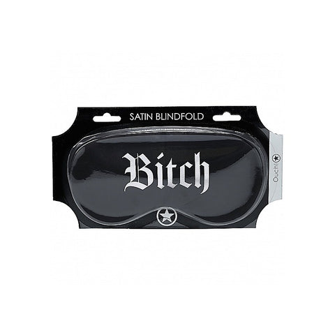 OUCH! Satin Bitch Printed Eye Mask by Shots Toys - Masks And Blindfolds