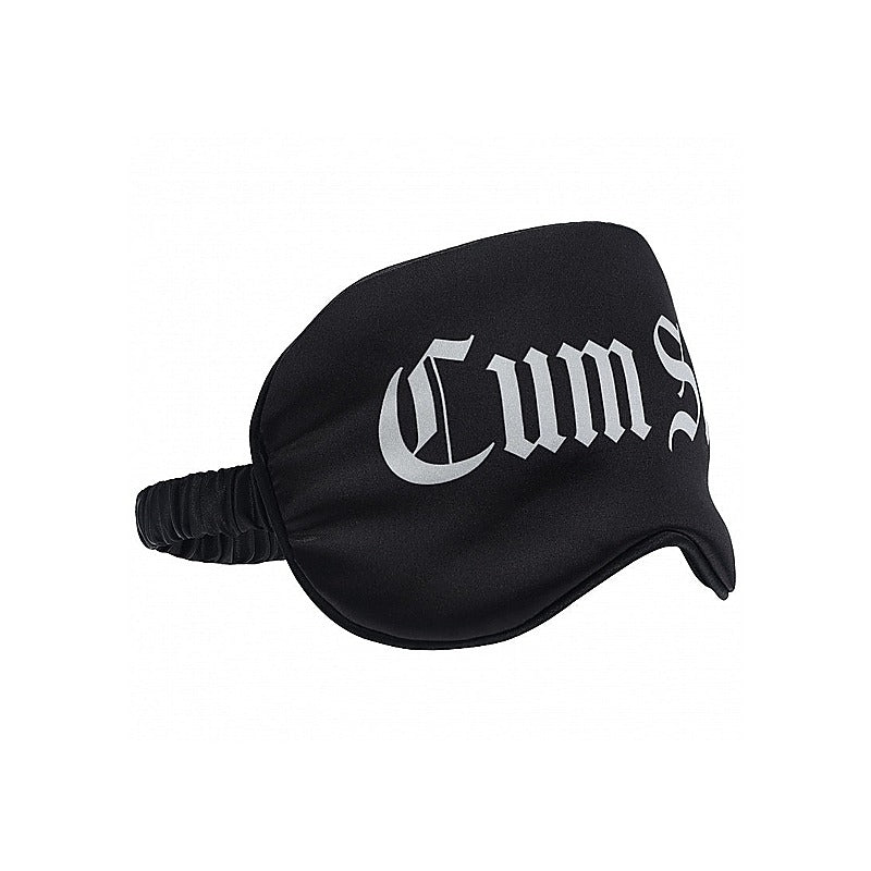 OUCH! Satin Cum Slut Printed Bondage Mask by Shots Toys - Masks And Blindfolds