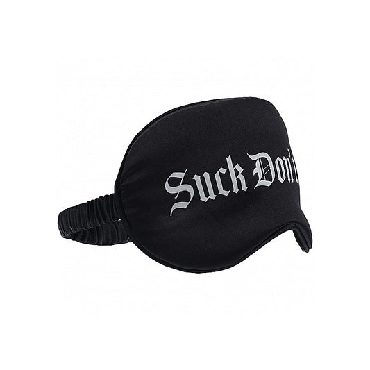 OUCH! Suck Don't Bite Printed Satin BDSM Mask by Shots Toys - Masks And Blindfolds