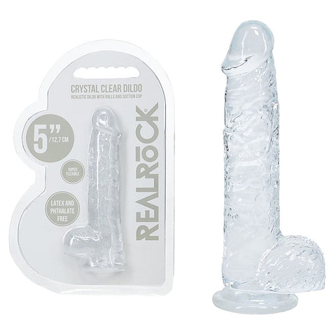 REALROCK 5 Inches Crystal Clear Realistic Dildo with Balls - Realistic Dildos