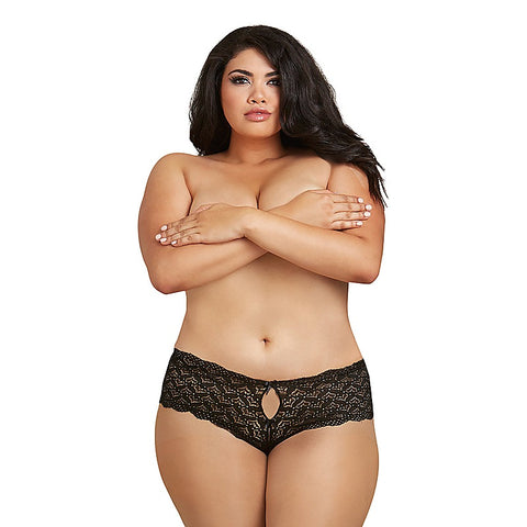 Dreamgirl Stretch Lace Sexy Open Crotch Panty Black - G-Strings, Panties and Shorts