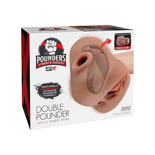 PDX Plus Double Pounder Vibrating Squeeze Male Stroker - Masturbators and Strokers