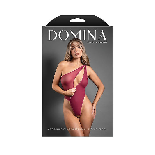 Fantasy Lingerie DOMINA Crotchless Womens Zipper Teddy Red - Her Fetish