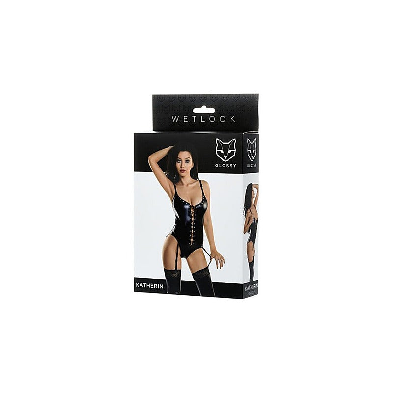 Toyfa Glossy Wetlook Lace Up Womens Bodysuit Katherin - Teddies and Bodysuits