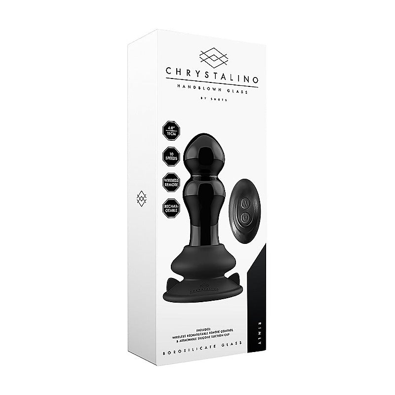 Shots Rimly Remote Control Glass Vibrator With Suction Cup - Glass Sex Toys