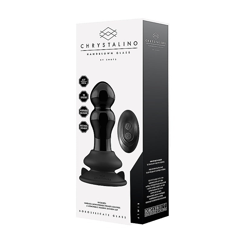 Shots Rimly Remote Control Glass Vibrator With Suction Cup - Glass Sex Toys