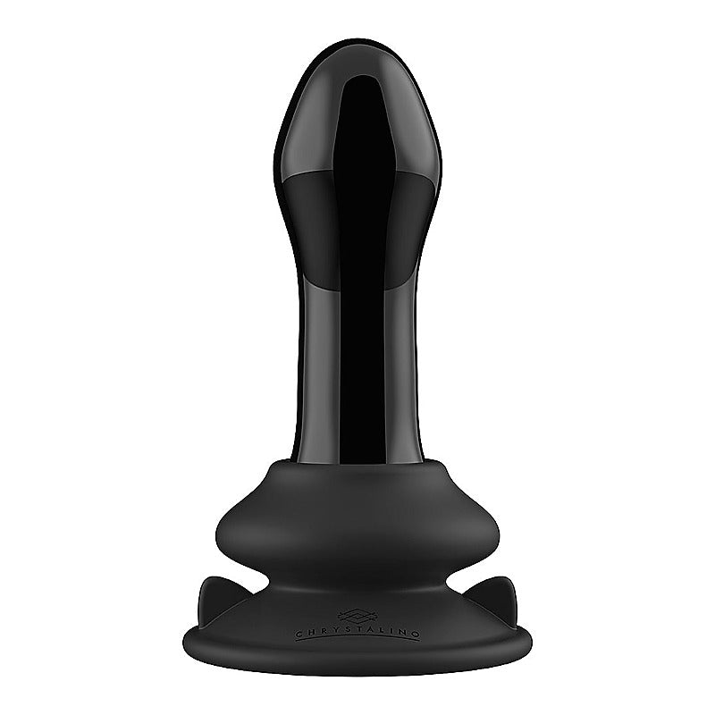 Shots Pluggy Suction Cup 10 Functions Glass Vibrator - Glass Sex Toys