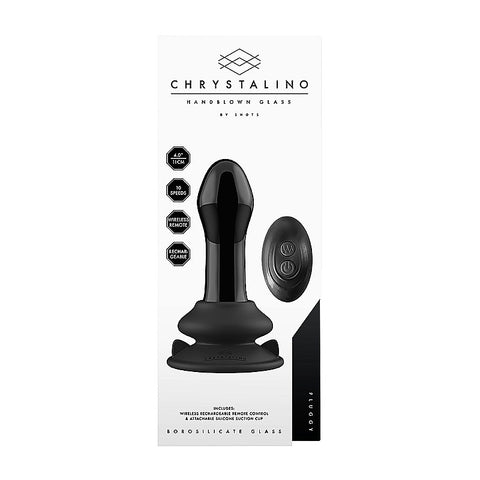 Shots Pluggy Suction Cup 10 Functions Glass Vibrator - Glass Sex Toys