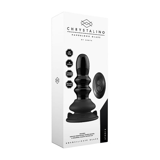 Shots Ribbly Remot Control Rechargeable Glass Vibrator - Glass Sex Toys