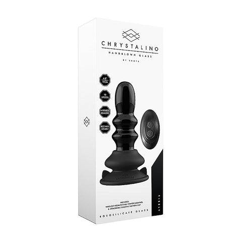 Shots Ribbly Remot Control Rechargeable Glass Vibrator - Glass Sex Toys
