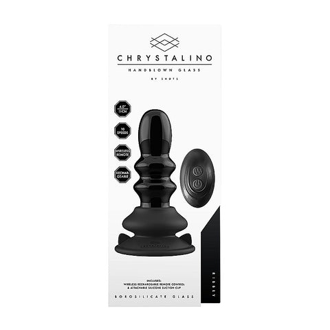 Shots Ribbly Remot Control Rechargeable Glass Vibrator - Glass Sex Toys