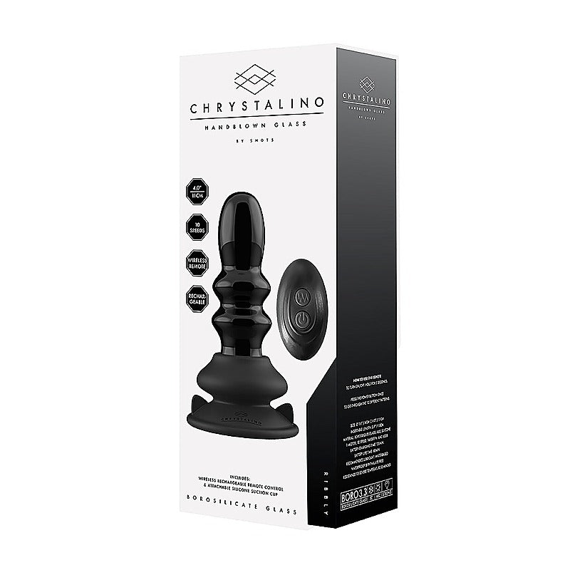 Shots Ribbly Remot Control Rechargeable Glass Vibrator - Glass Sex Toys