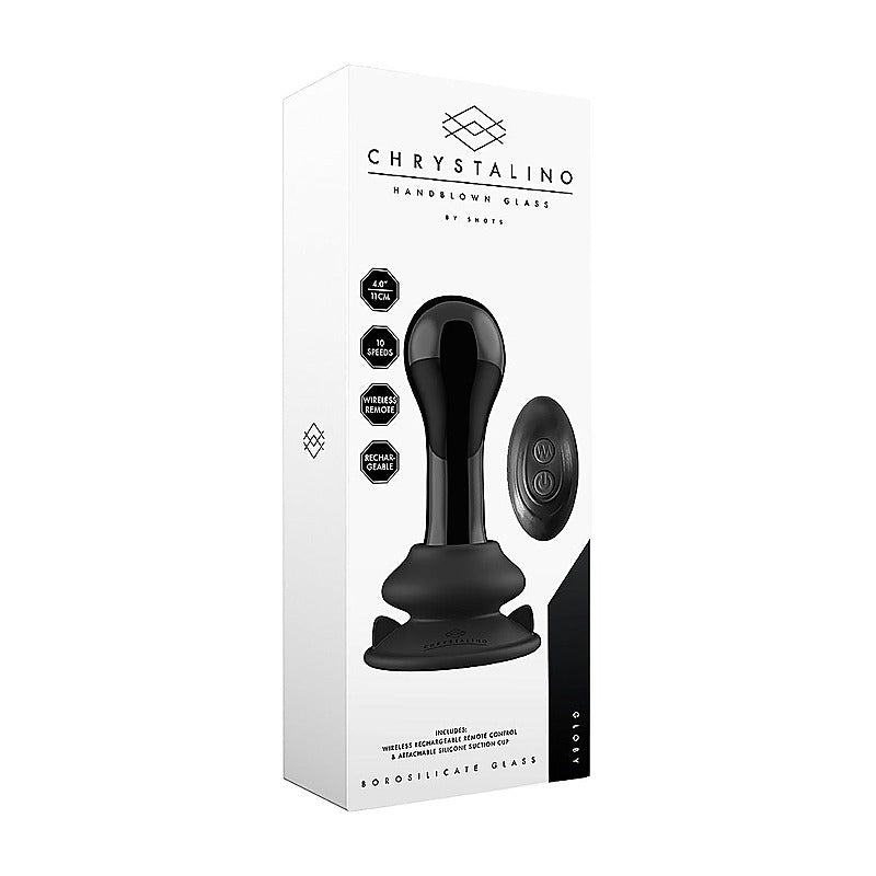 Shots Globy Suction Cup Rechargeable Glass Remote Vibrator - Glass Sex Toys