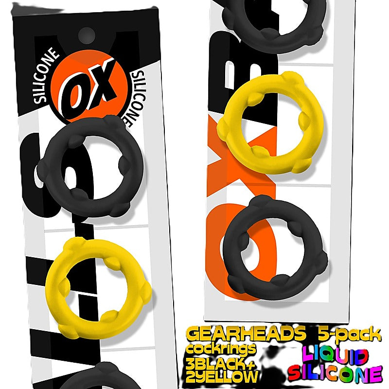 Oxballs Gearheads 5 Pack Spinner Cock Rings - Cock Ring Sets