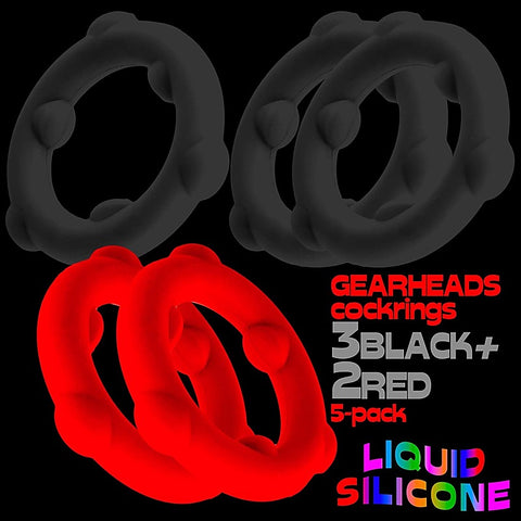 Oxballs Gearheads 5 Pack Spinner Cock Rings - Cock Ring Sets