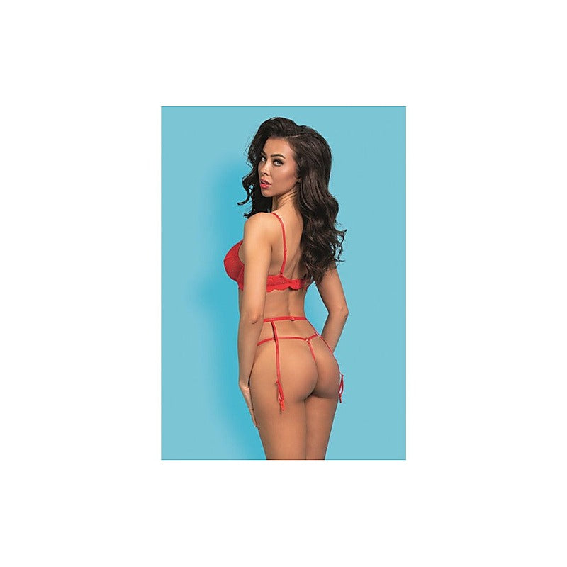 Showtime Cherry Kiss 3 Piece Sexy Womens Garter Set Red - Bras and Bra Sets