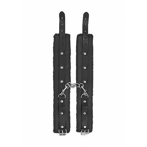 2 Pack Plush Leather Ankle Cuffs by Shots Toys - Cuffs And Restraints