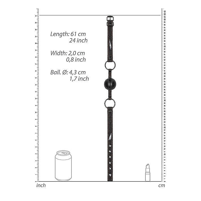 Shots Toys Breathable Ball Gag with Roughend Denim Straps - Bondage Gags and Bits