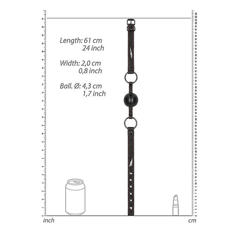 Shots Toys Breathable Ball Gag with Roughend Denim Straps - Bondage Gags and Bits