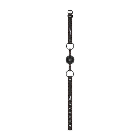 Shots Toys Breathable Ball Gag with Roughend Denim Straps - Bondage Gags and Bits