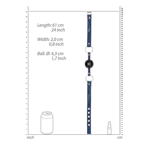 Shots Toys Breathable Ball Gag with Roughend Denim Straps - Bondage Gags and Bits