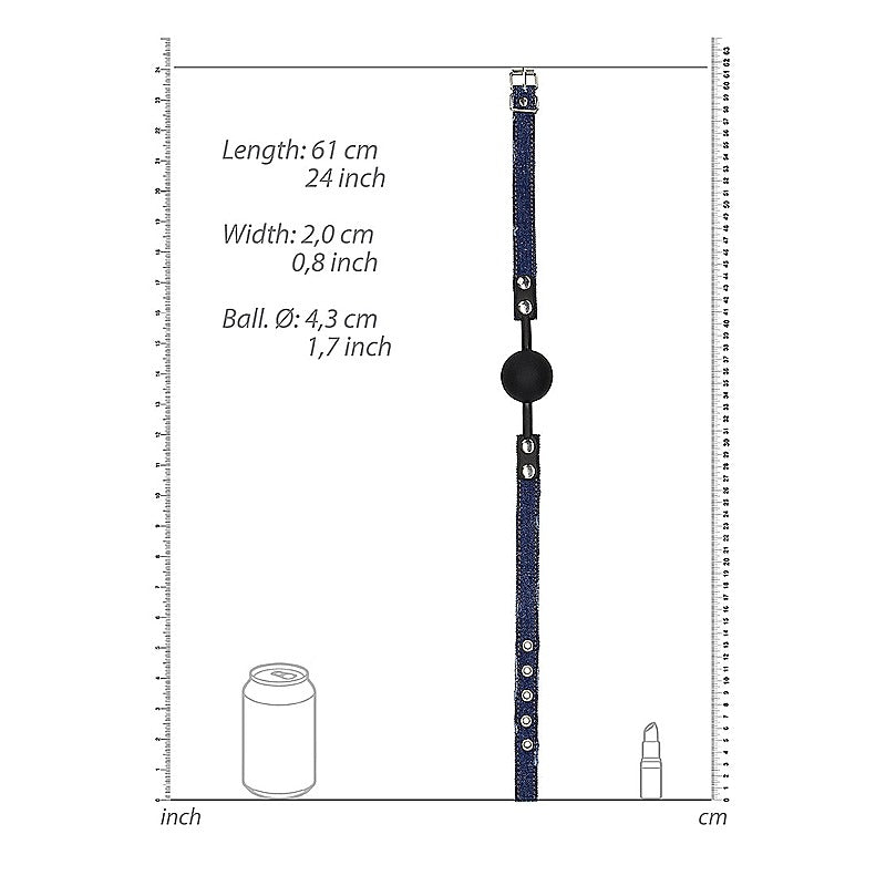 Shots Toys Silicone Ball Gag With Roughend Denim Straps - Bondage Gags and Bits