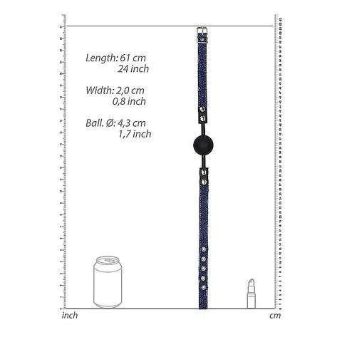 Shots Toys Silicone Ball Gag With Roughend Denim Straps - Bondage Gags and Bits