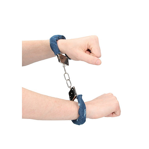Roughend Denim Style Metal Handcuffs by Shots Toys - Cuffs And Restraints