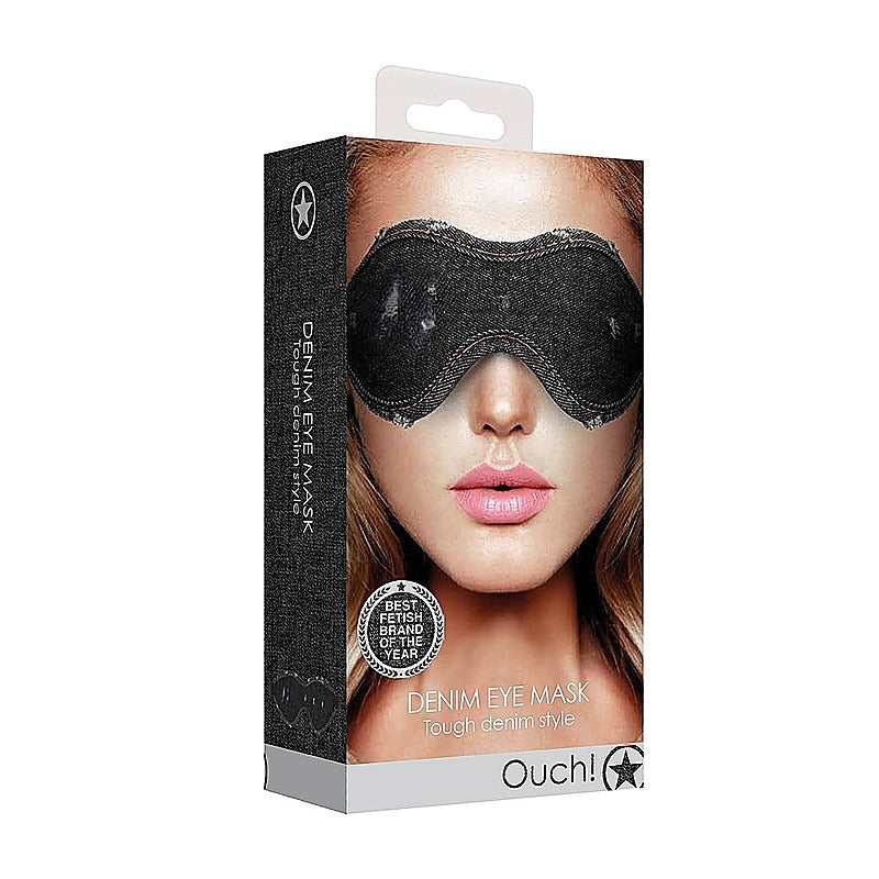 Premium OUCH! DENIM Eye Mask by Shots Toys - Masks And Blindfolds