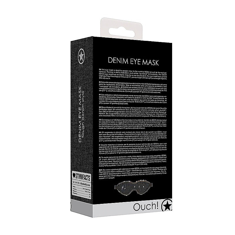 Premium OUCH! DENIM Eye Mask by Shots Toys - Masks And Blindfolds