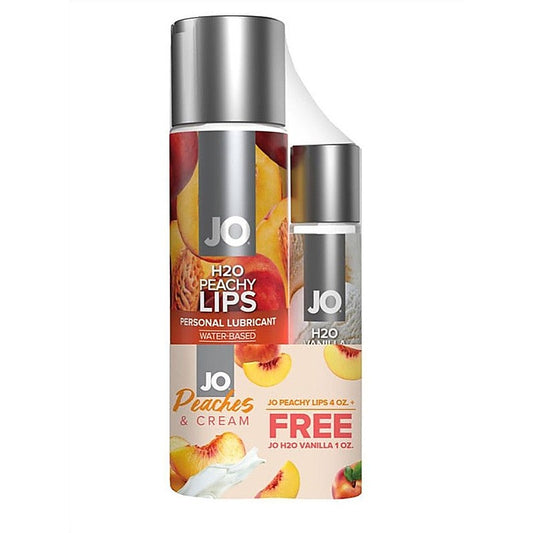 System Jo Peaches and Cream H20 Peachy Lips 120ml Plus FREE H2O Vanilla Cream Lubricant 30ml - Lubricants and Lotions