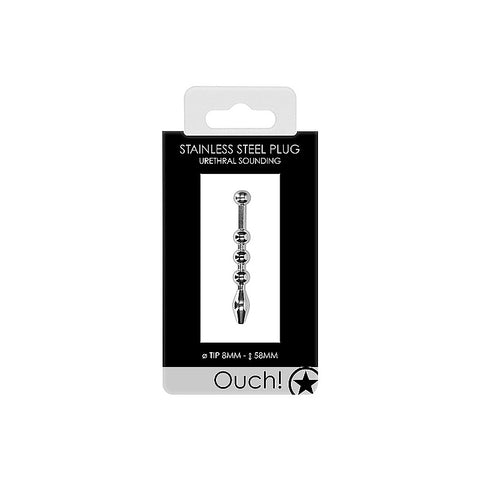Shots Toys Urethral Sounding Solid Metal Plug 8 mm - Urethral Sounds