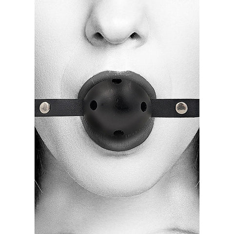 Breathable BDSM Ball Gag With Bonded Leather Straps - Bondage Gags and Bits