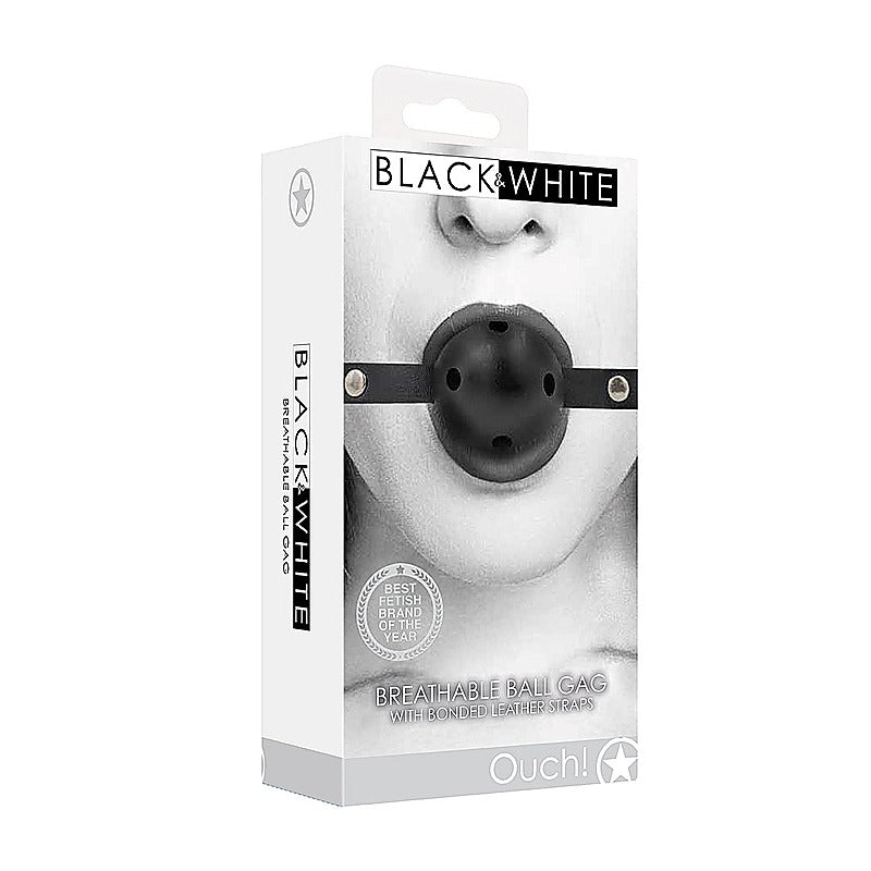 Breathable BDSM Ball Gag With Bonded Leather Straps - Bondage Gags and Bits