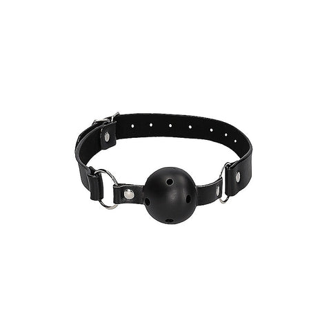 Breathable BDSM Ball Gag With Bonded Leather Straps - Bondage Gags and Bits