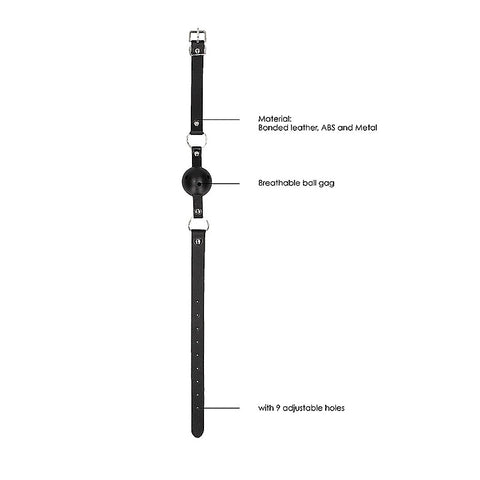Breathable BDSM Ball Gag With Bonded Leather Straps - Bondage Gags and Bits