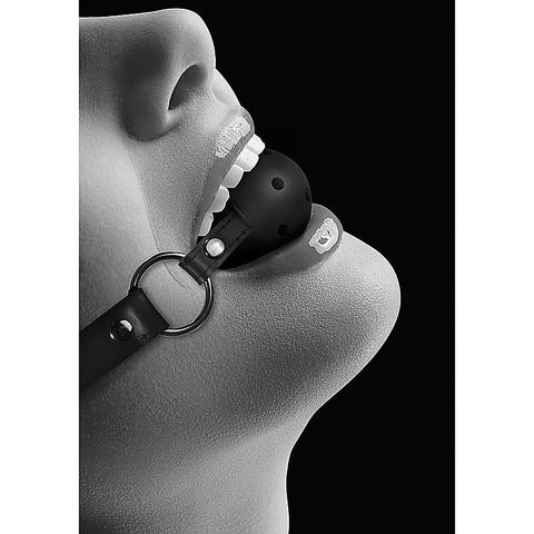 Breathable BDSM Ball Gag With Bonded Leather Straps - Bondage Gags and Bits