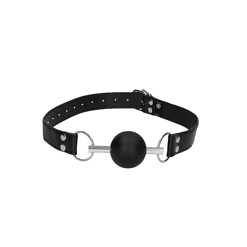 Solid Ball Gag With Bonded Leather Straps by Shots Toys - Bondage Gags and Bits