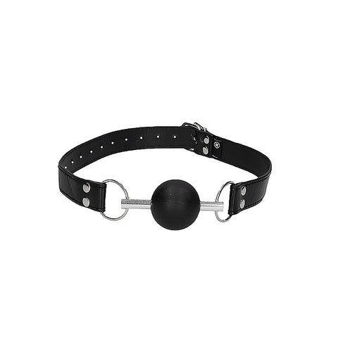 Solid Ball Gag With Bonded Leather Straps by Shots Toys - Bondage Gags and Bits
