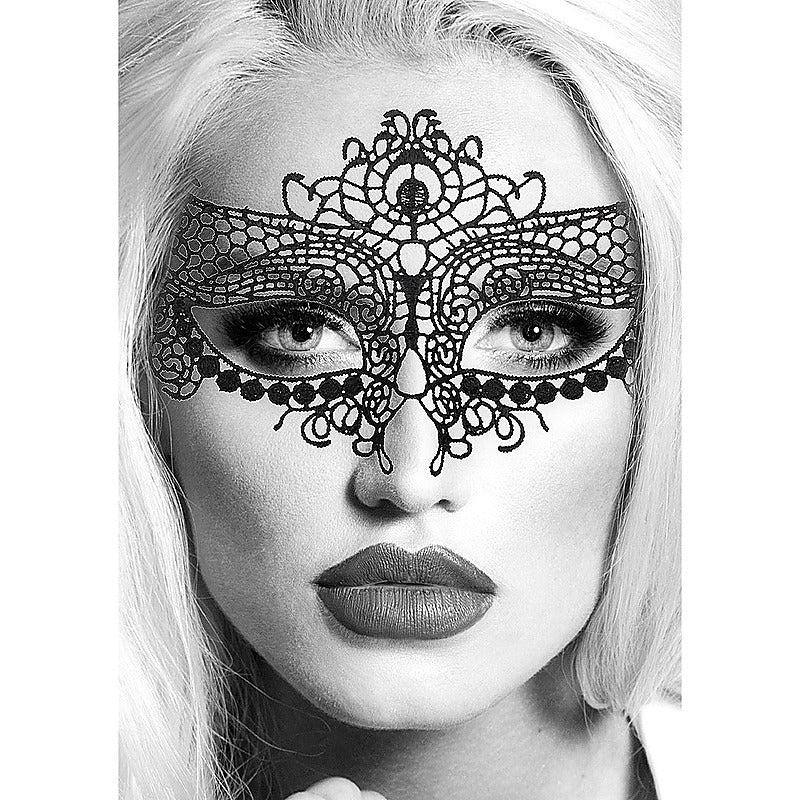Queen High Quality Bondage Lace Eye Mask by Shots Toys - Masks And Blindfolds
