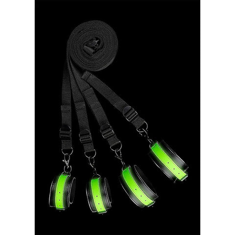 Shots Toys Bed Bindings Restraint Kit Glow in the Dark - Bondage Kits