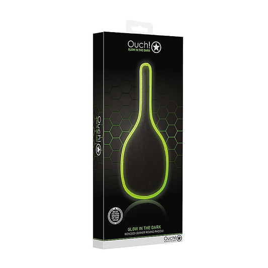 Shots Toys Glow in the Dark Bondage Round Paddle - Paddles And Slappers