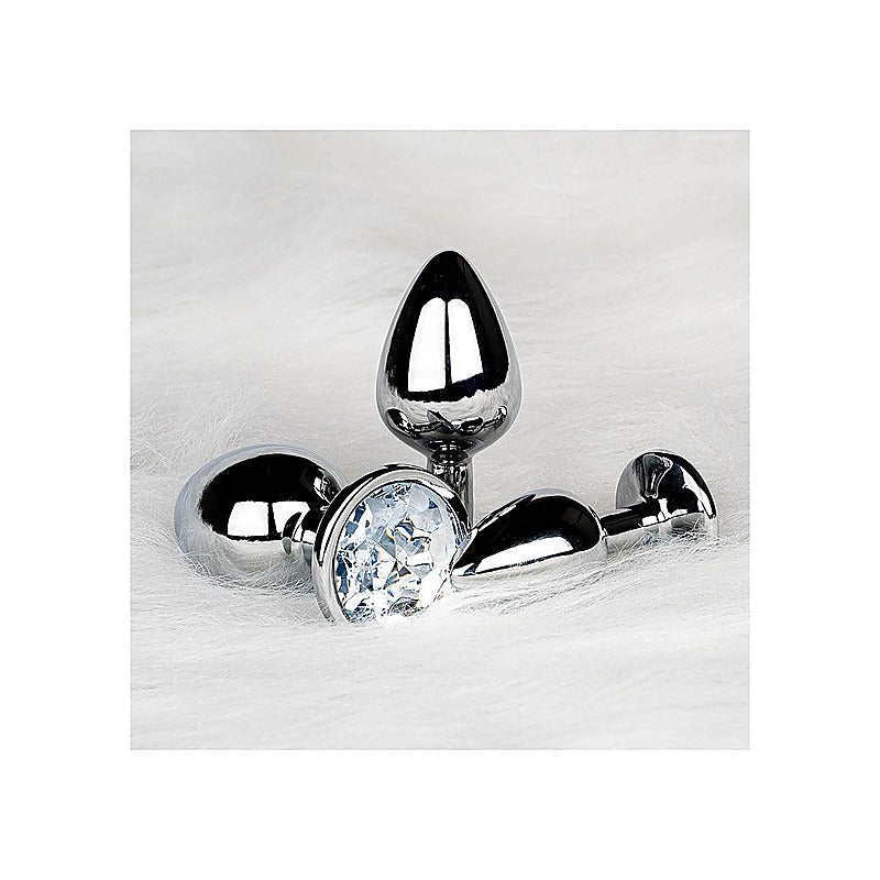Round Gem Metal Surface Butt Plug Large by Shots Toys - Butt Plugs